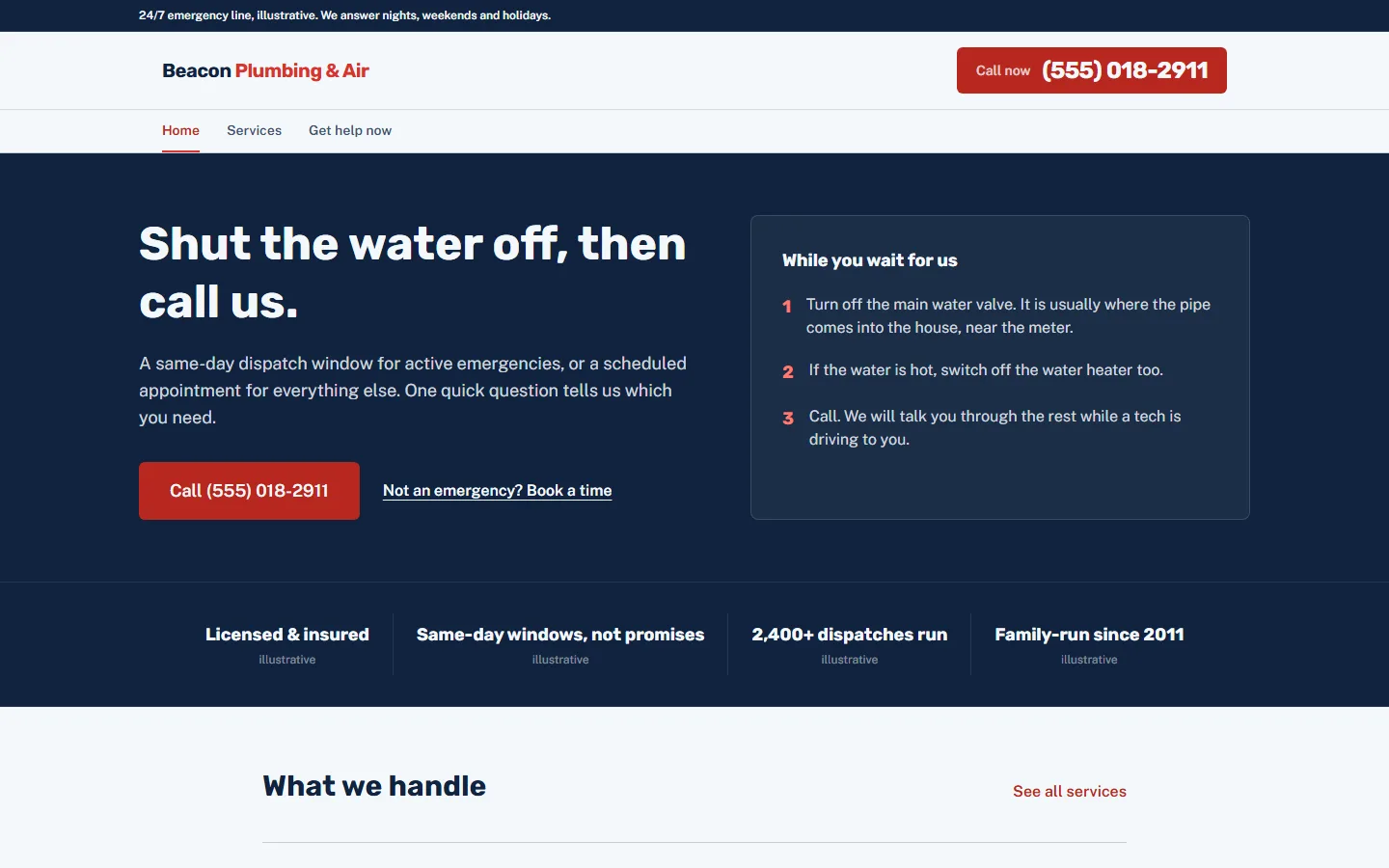 Beacon Plumbing & Air, site overview