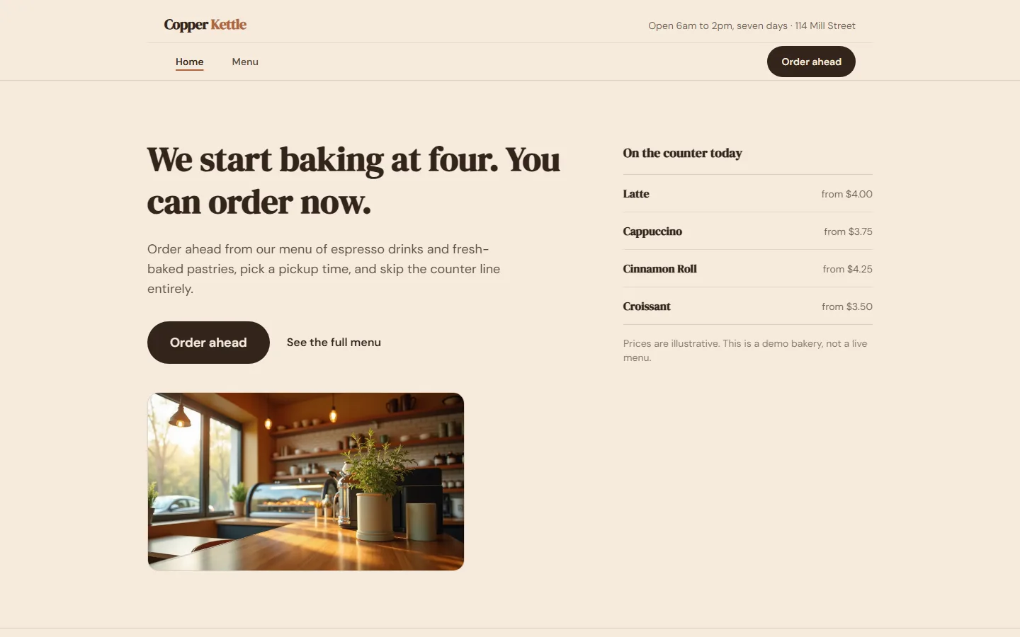 Copper Kettle Bakehouse, site overview