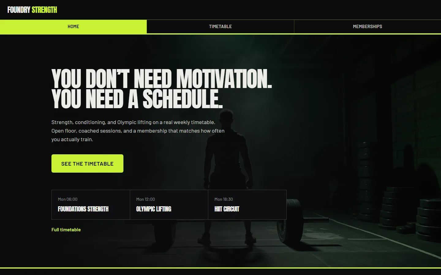 Foundry Strength Club, site overview