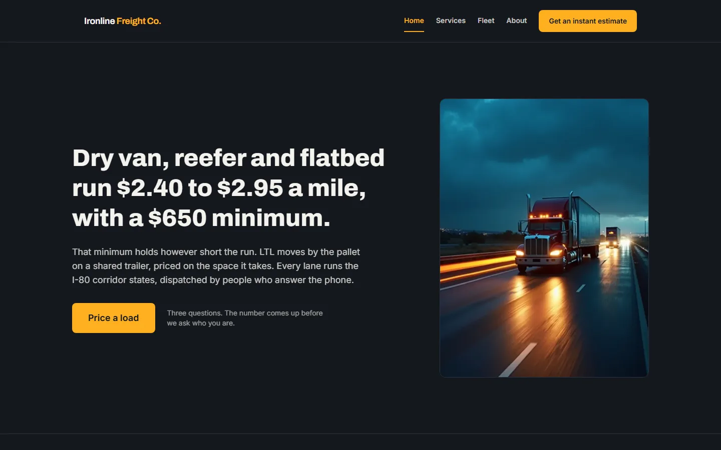 Ironline Freight Co., a working demo build, freight & logistics