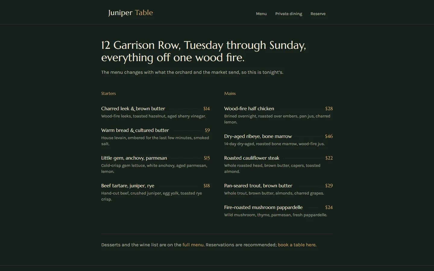 Juniper Table, site overview