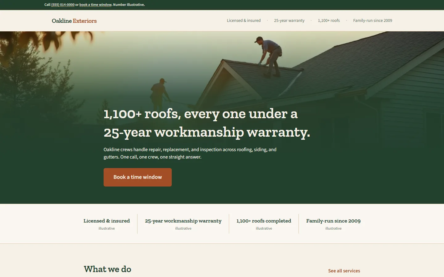 Oakline Exteriors, site overview